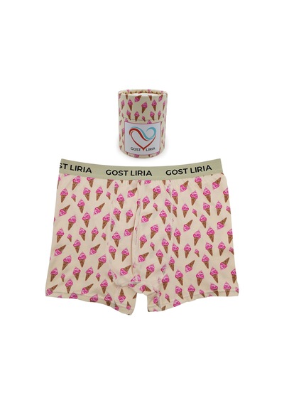 Gost Liria- İce Cream Desenli Erkek Boxer Ekru