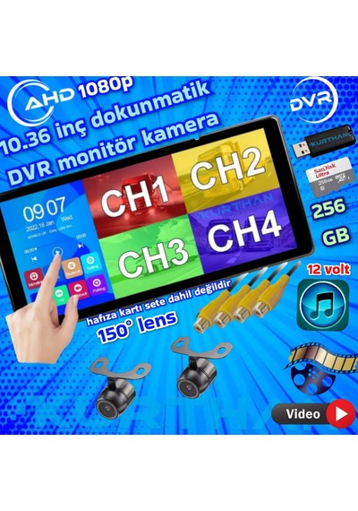 2 Adet 1080p Ahd 150'' Kelebek Kamera Dvr Dokunmatik Ekran Video Müzik 12 Volt