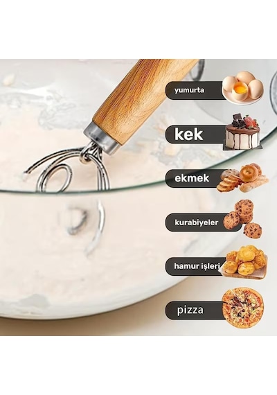 Ahşap Saplı El Mikseri Ve Hamur Karıştırıcı- Çırpıcı