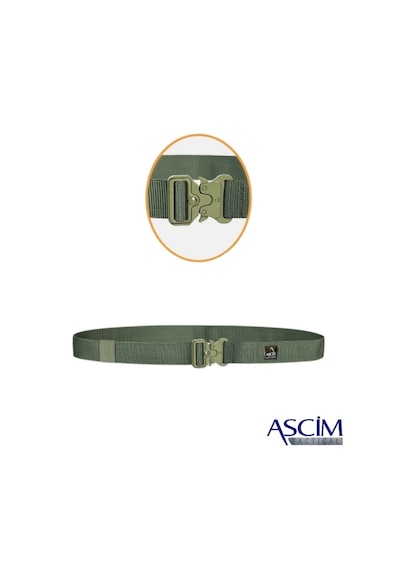 Ascim Ayarlanabilir Taktik Kemer Poly-metal Tokalı Dayanıklı Outdoor & Günlük Pantolon Kemeri 3.5 Cm / 145 Cm Yeşil