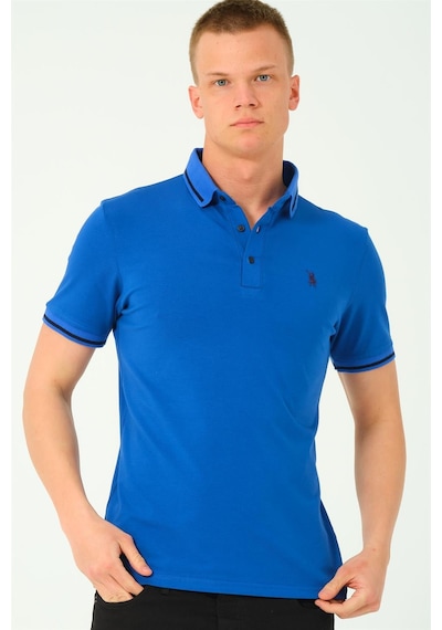 T8586 Dewberry Erkek Polo Yaka T-shırt-sax-2