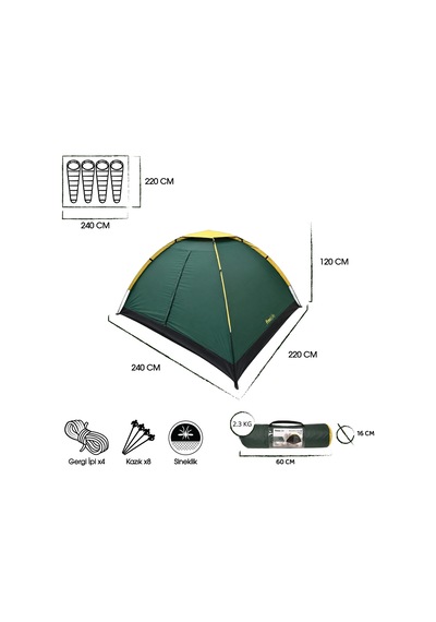 Freelife Monodome First 4 Kişilik Çadır-haki