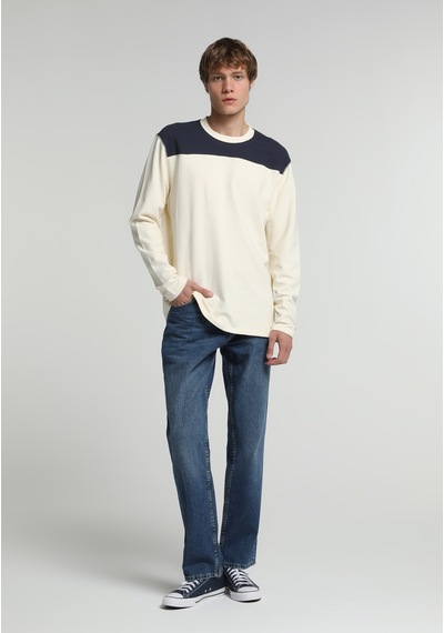 Colin's Colins Relaxed Fit Yuvarlak Yaka Jakarlı Erkek Ekru Uzun Kol Tişört Cl1081800 Q1.v1 Ecr