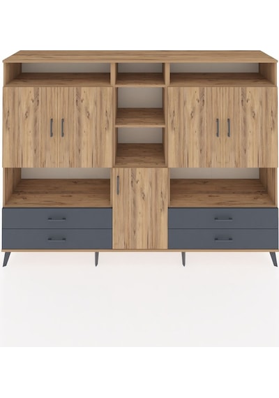 Hyperion Dolap 12 Raflı 4 Çekmeceli 5 Kapaklı 220x44x163 Çam-çam/ Çam-çam/antrasit Hyperion Dolap 12 Raflı 4 Çekmeceli 5 Kapaklı 220x44x163 Çam-çam/ Çam-çam/antrasit