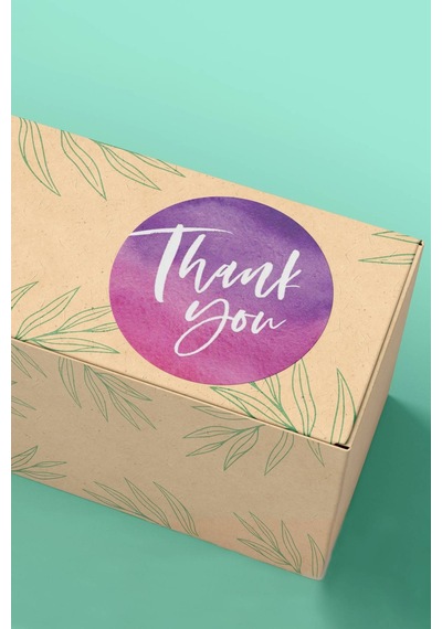 90 Adet Thank You Teşekkür Etiketi Mor Pembe 3x3cm St2039 Çok Renkli