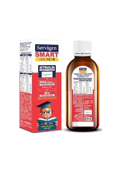 Sorvagen Smart Kids Sıvı Form Sitikolin Dha Omega 3 Norveç Balık Yağı Ve B12 3 x 150 ML
