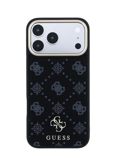 Apple Uyumlu iPhone 18 Pro Max Kılıf Guess Lisanslı M-safeli Klasik Yazı Ve 4g Logolu Pu Deri Peony Kapak Siyah
