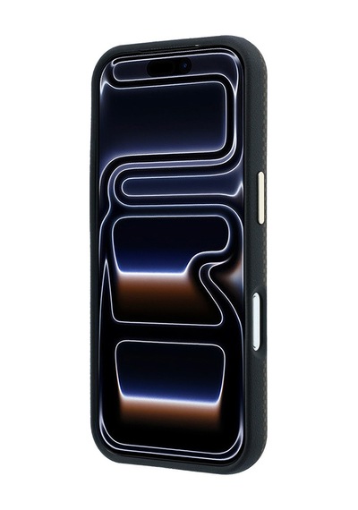 Apple iPhone Uyumlu 18 Pro Kılıf Guess Lisanslı M-safeli Pu Metal Üçgen Logolu Karbon Fiber Kevlar Kahverengi