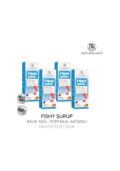 Naturalnest Fishy Portakal Aromalı Balık Yağı Şurup 4 Kutu