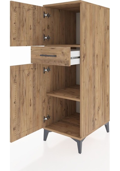 Kronos Dolap 2 Raflı Tek Çekmeceli 2 Kapaklı 44x59x134 Çam-çam Çam