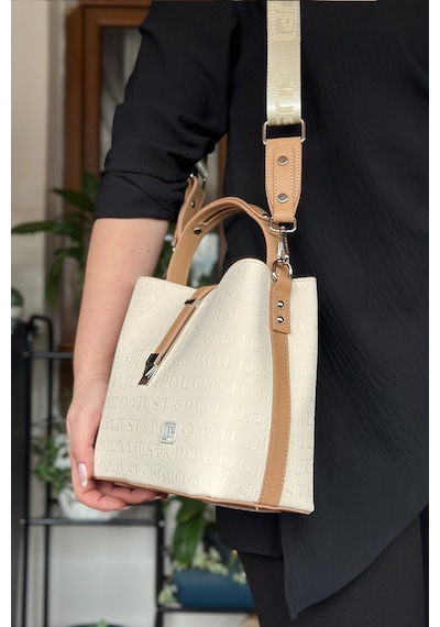 Jps-pamuk Dokuma Uzun Askılı 4 Bölmeli Kadın Çapraz Omuz Ve El Çantası 22cm-20cm-9cm Lb-4002 - Krem