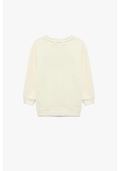 Koton Erkek Bebek Lisanslı Snoopy Baskılı Uzun Kollu Pamuklu Sweatshirt Ekru