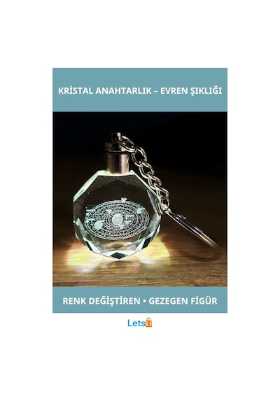 Gezegenler Temalı Renk Değiştiren Işıklı Kristal Anahtarlık 10cm Çok Renkli
