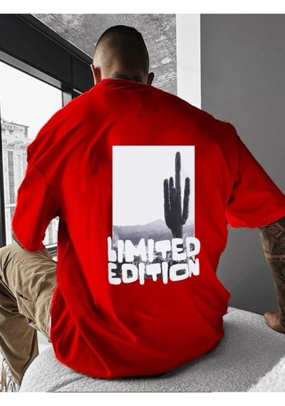 Lımıted Edıtıon Baskılı Oversize Tişört Kirmizi