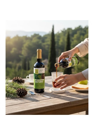 4 X 500 Ml Kozak Bergama Vakfı Kozalak Şurubu Giritli Metin Efendi