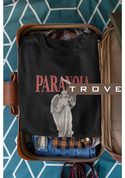 Startmore Unısex Kadın Erkek Paranoıa Mitoloji Heykel Standart Comfort Uzun Kollu %100 Pamuk Sweatshirt Beyaz Siyah