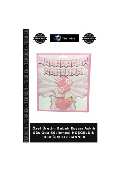 Özel Üretim Bebek Eşyası Askılı Süs Oda Süslemesi Hoşgeldin Bebeğim Kız Banner Çok Renkli