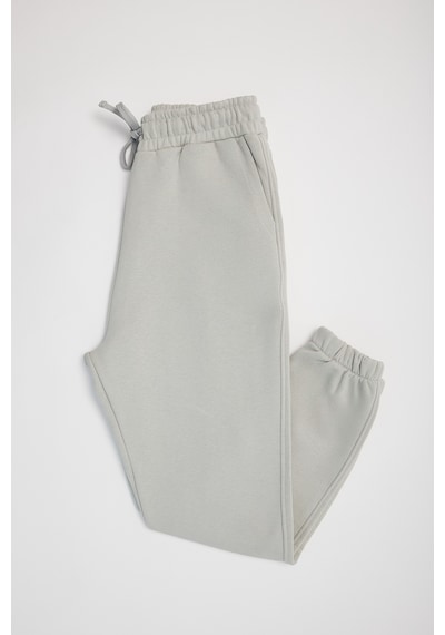 Tudors Unisex Relax Fit Rahat Kesim Şardonlu 3 Cepli Lastikli Jogger Paça Taş Renk Eşofman Altı-32644 Taş