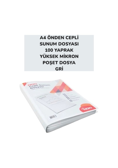 A4 Önden Cepli Sunum Dosyası 100 Yaprak Yüksek Mikron Poşet Dosya Noki Kırmızı