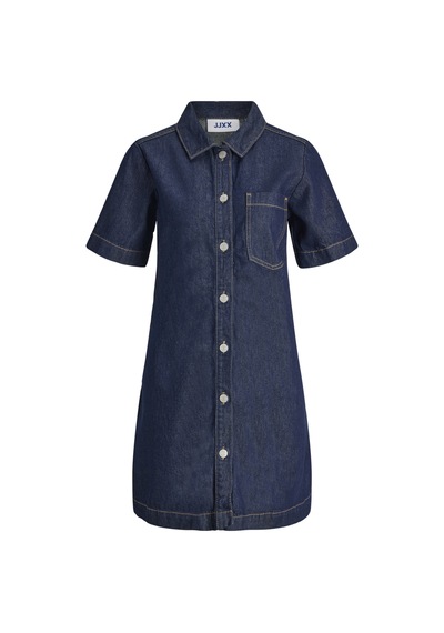 Jack & Jones Kadın Gömlek Yaka Denim Elbise - Mara - 12286777 Dark Blue Denim