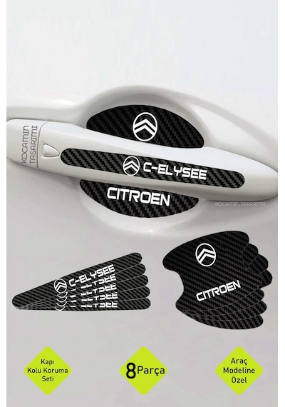 Citroen C-elysee Karbon Desenli Kapı Kolu Koruyucu Set Çizilmelere Karşı Dayanıklı Ve Dekoratif Tasarım
