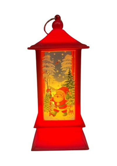 Yılbaşı Fener Ledli Kare Desenli 13 Cm 1 Adet