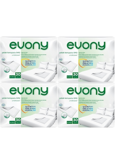 Evony Hasta Yatak Koruyucu 60*90Cm 120 Adet (4PK*30) (Kaymaz Özel