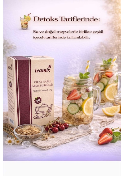 Kiraz Saplı Mısır Püsküllü Bitkisel Karışımlı Çay 60 G 30 Süzen Poşet