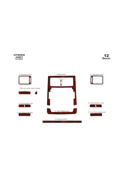 Fiat Scudo Expert Jumpy Torpido Kaplama 2007 12 Parça Maun