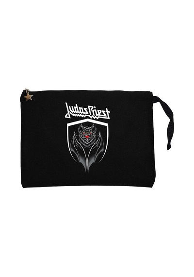 Judas Priest Bat Siyah Clutch Astarlı Cüzdan / El Çantası