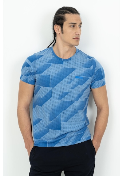 Maraton Sportswear Regular Erkek Bisiklet Yaka Kısa Kol Basic Saks T-Shirt 21629-Saks