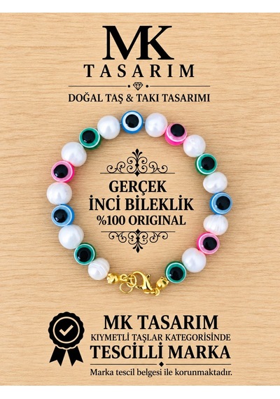 Gerçek İnci Bileklik Mk.7000.865- Rahatlık-dinginlik-enerji- Stres Bilekliği- Renkleri Boya Değildir Çok Renkli