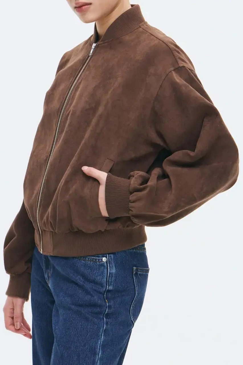 Kahverengi Astarlı Kadın Bomber Ceket Mg2545 Kahverengi