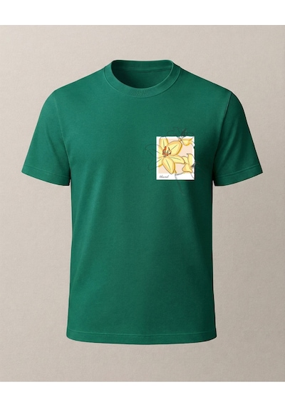 Bahar Çiçekleri Baskılı T-shirt Yeşil