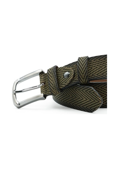 Nappa Hakiki Baskı Deri 4,00 Cm Spor Erkek Kemer - Tuna Kmr121 Yeşil