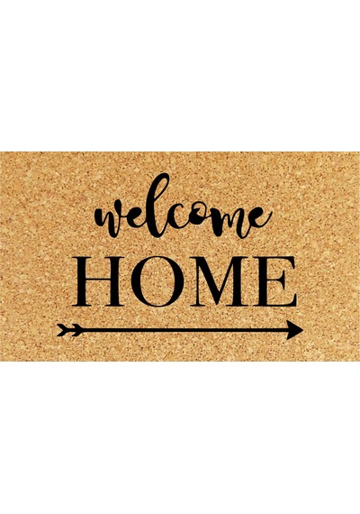 Welcome Home Dış Kapı Paspası 40x70 Cm Dijital Baskılı Kaymaz Pvc Plastik Tabanlı Kapı Önü Paspası Açık Kahve