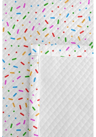 Renkli Konfeti Genç Odası Tek Kişilik Pike Takımı - Beyaz Geometrik 160x220 Cm Kapitone Yatak Örtüsü Buğulu Saten Dengesi Renkli Konfeti Genç Odası Tek Kişilik Pike Takımı - Beyaz Geometrik 160x220 Cm Kapitone Yatak Örtüsü Buğulu Saten Dengesi