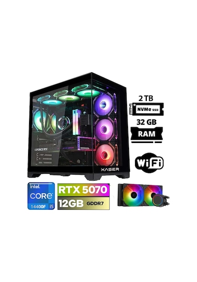 Xaser Lexus X120 i5-14400F 32 GB 2 TB M.2 NVMe SSD 12 GB RTX5070 Free Dos Masaüstü Oyuncu Bilgisayarı