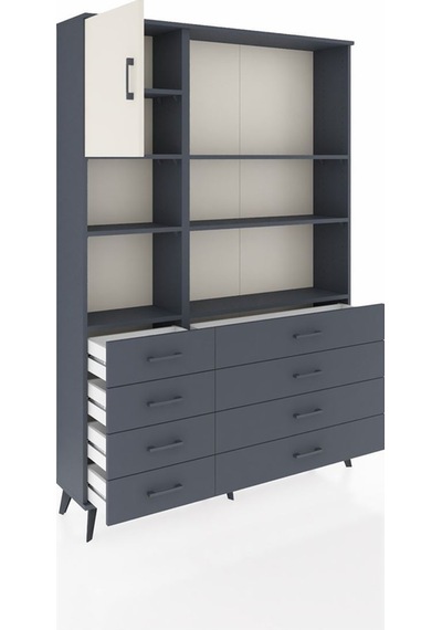 Arges Dolap 7 Raflı 8 Çekmeceli Tek Kapaklı 132x30x195 Antrasit-aytaşı/antrasit Aytası/antrasıt Arges Dolap 7 Raflı 8 Çekmeceli Tek Kapaklı 132x30x195 Antrasit-aytaşı/antrasit Aytası/antrasıt
