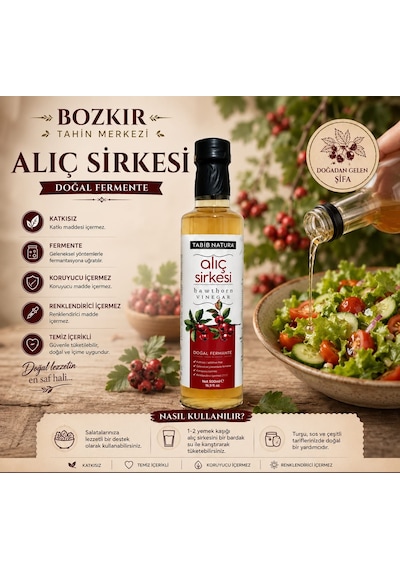 Bozkır Tahin Merkezi Doğal Fermantasyon Alıç Sirkesi 500ml Katkısız&koruyucu İçermez