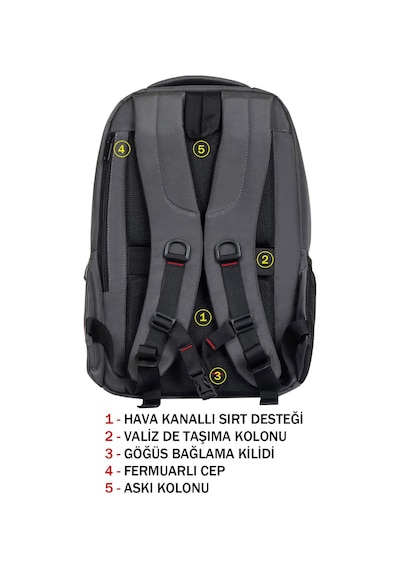 Case Club Dada 13 Günlük Okul Sırt Çantası Ortopedik 15.6 İnç Usb Girişli Gri
