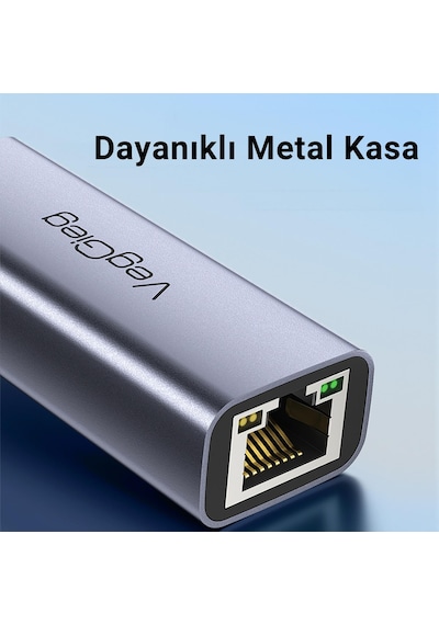 Veggieg Type-c 1000mbps Gigabit Ethernet Adaptörü Pc, Mac, Konsol, Tv Box Uyumlu