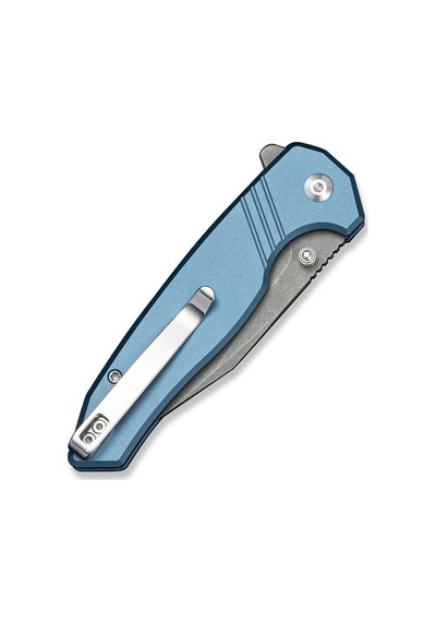 Sencut Selkyris Blue Aluminum Handle Gray Stonewashed Blade Kamp Çakı Mavi
