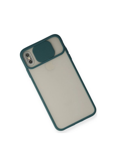 Apple  Uyumlu - iPhone X Kılıf Palm Buzlu Kamera Sürgülü Silikon - Yeşil Çok Renkli