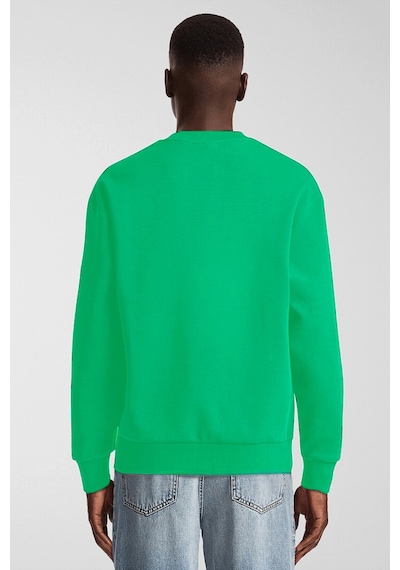 Erkek Bisiklet Yaka Rahat Kalıp 3 İplik İçi Polarlı Kalın Sweatshirt Spr25sw36 B.Yeşil