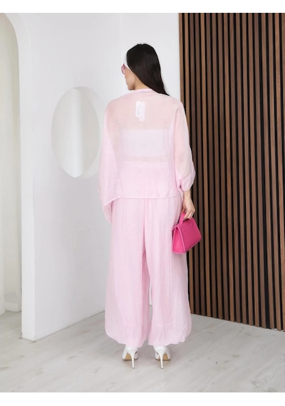 Nazzain Oversize Tül Gömlek Pembe