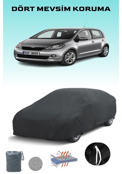 Siyah, Skoda Cıtıgo 5 Kapılı 2012 - 2017, Araba Brandası, Oto Örtüsü, Araba Çadırı Siyah