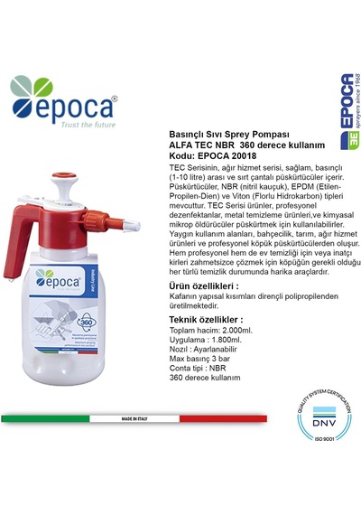 Epoca Alfa Tec Nbr Contalı 360 Sıvı Ve Deterjan Püskürtme Pompası 2lt.