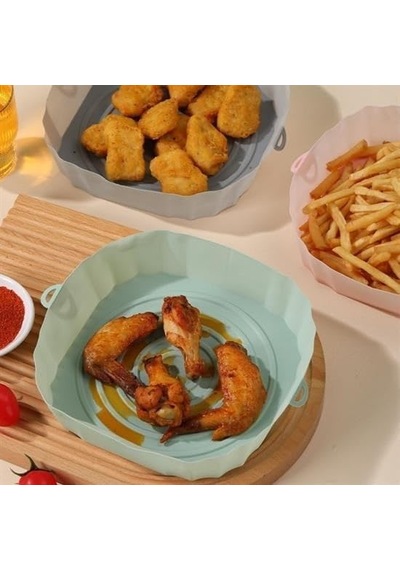 Tr Bakgelal Renkli Isıya Dayanıklı Yıkanılabilir Silikon Fırın Airfryer Kare Model Pişirme Matı 20 Cm