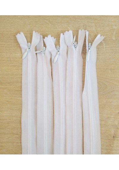 Beyaz Gizli Fermuar 50 Cm 5 Adet